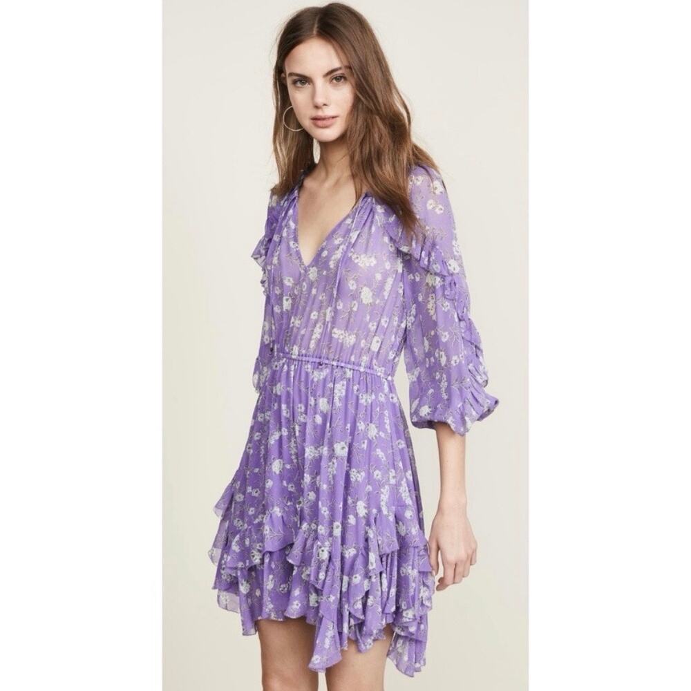 Ulla Johnson Alissa Silk Dress Purple Floral 8